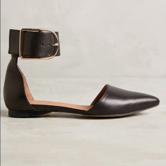 🆕NIB real leather Anthropologie buckle strap flat - Picture 5 of 8